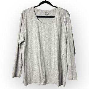 myStyle Light Grey Long Sleeve Round Neck Top 3X